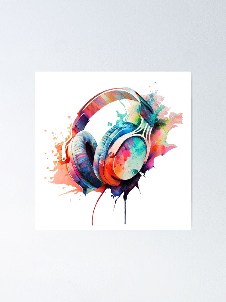Funky Music Headphones, Watercolour Painting