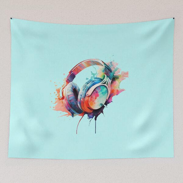 Item preview, Funky Music Headphones, Watercolour Painting designed and sold by KOTOdesign.