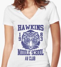 Hawkins Middle School AV Club Women's Fitted V-Neck T-Shirt