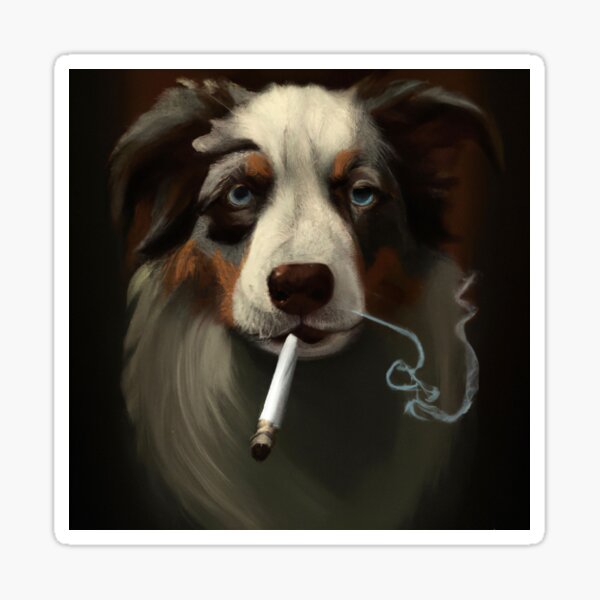 "Dog Smoking a Cigarette" Sticker for Sale by Redbubble