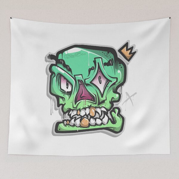 Item preview, Green Graffiti Skull designed and sold by Graffitidesign.