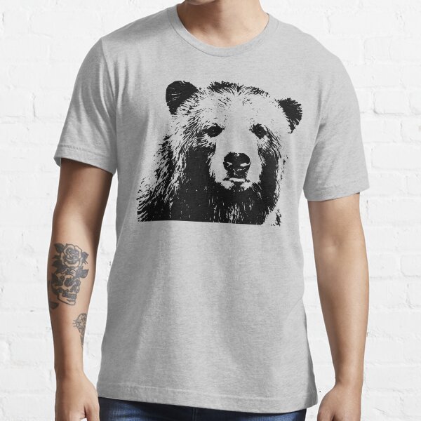 Sketched Fluffy Grizzly Bear Head Essential T-Shirt