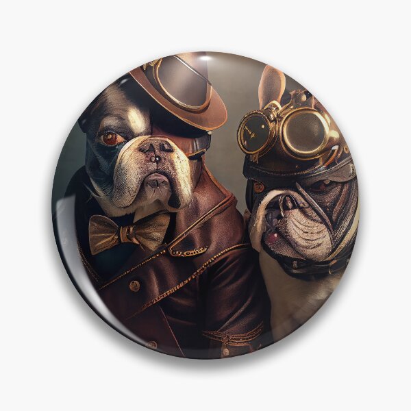 Item preview, Beautiful cute couple of Steampunk  French Bouledogues frenchie dogs designed and sold by ladarkepoque.