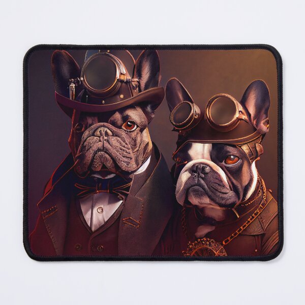 Item preview, Couple of cute Steampunk vintage Frenchie Dogs French bulldog fantasy designed and sold by ladarkepoque.
