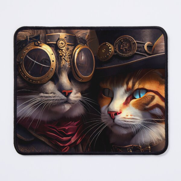 Item preview, Beautiful couple of Steampunk cats cat love animal pet fantasy designed and sold by ladarkepoque.
