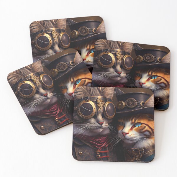 Item preview, Beautiful couple of Steampunk cats cat love animal pet fantasy designed and sold by ladarkepoque.