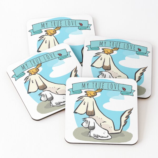 Item preview, My True Love - Two puppies and a little bird - Pets P11 designed and sold by AJATheWholeGang.