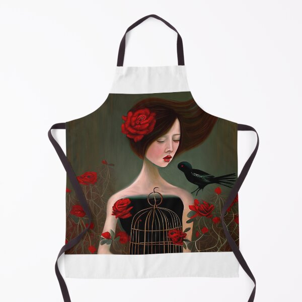 Aperçu de l'œuvre Femme avec oiseau et roses rouges créée et vendue par FairysArtMagic.