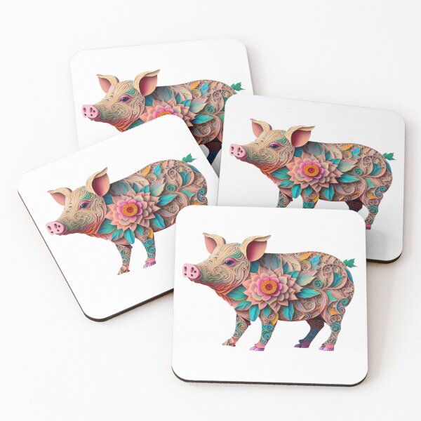 Item preview, Flower pig paper craft style designed and sold by GorinART.