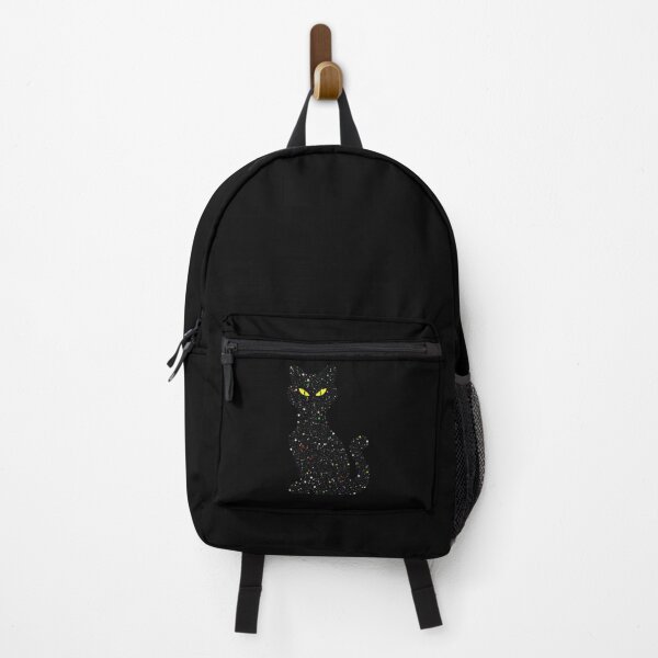 Item preview, Printed image of glitter cat with yellow eyes on black background designed and sold by JaReVa.