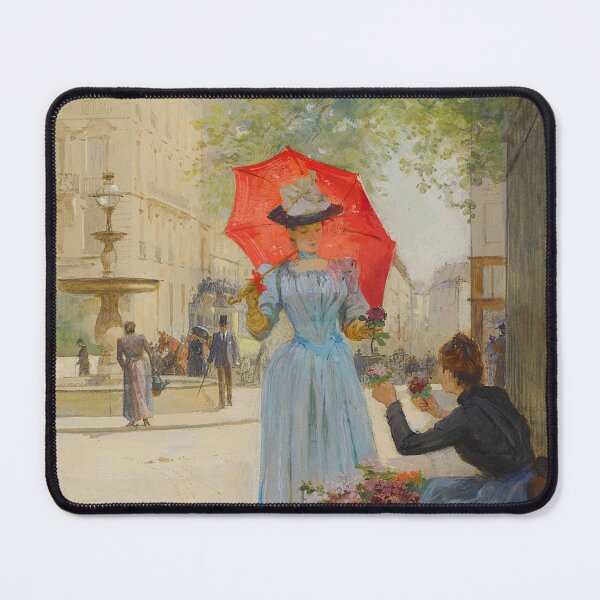 Item preview, Jeune femme à l'ombrelle achetant des fleurs by Victor Gabriel Gilbert designed and sold by RickE.
