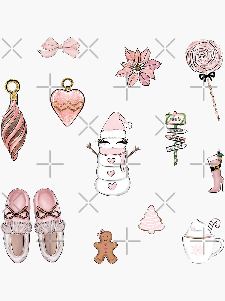 "Cute Christmas aesthetics sticker pack" Sticker for Sale by
