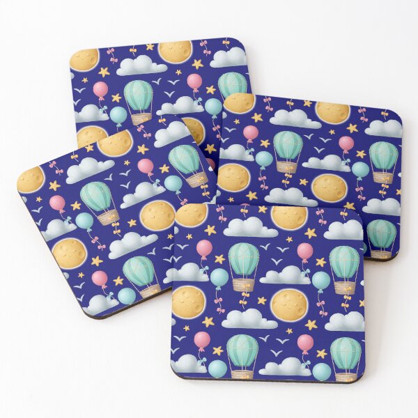Item preview, Sleeping pattern with balloons, moon and stars designed and sold by KOTOdesign.