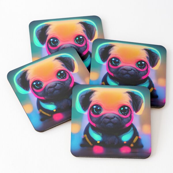 Item preview, Pug Puppy, Neon Dogs, fantastic design perfect for people who love Pugs. Grab this design as a gift for your husband, sister or boyfriend, who loves pugs. The design is great for everyone.  designed and sold by KnickyKnackyDD.