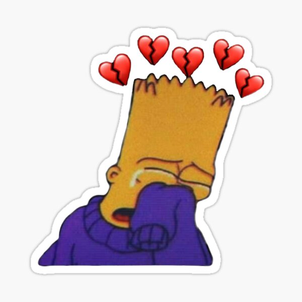 sad boy bart Sticker for Sale by Drayziken