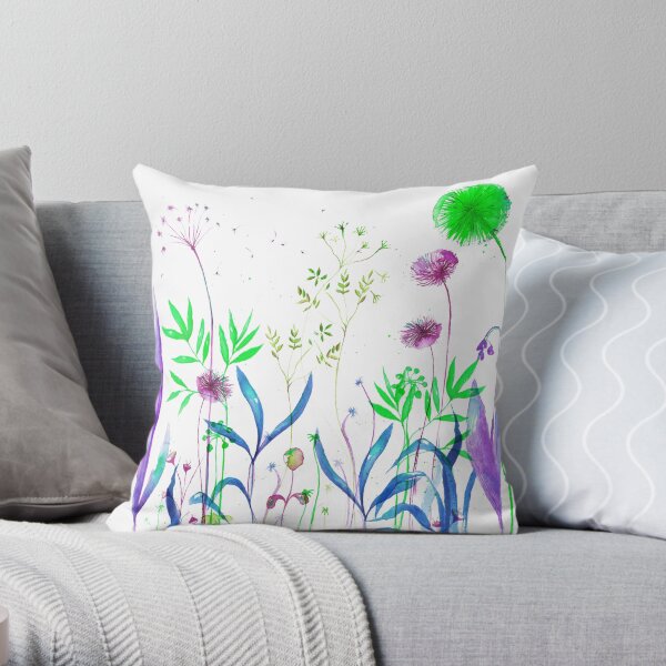 Flowerbed purple Throw Pillow