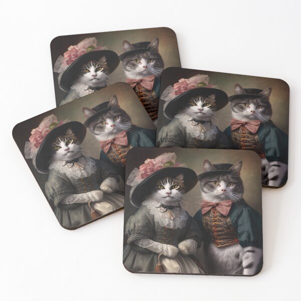 Item preview, Cat Couple in Victorian Costume designed and sold by kansaikate.