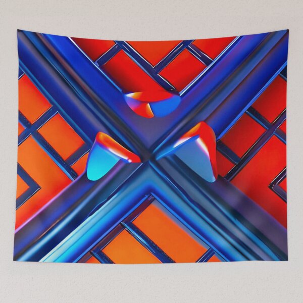 Item preview, Blue orange geometric abstraction v3 designed and sold by mwebba2005.