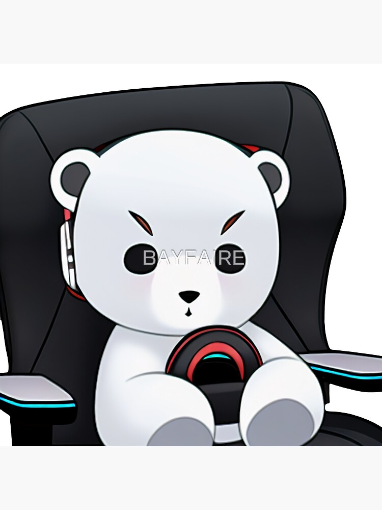 Chibi Bear Sitting on Gaming Chair Photographic Print