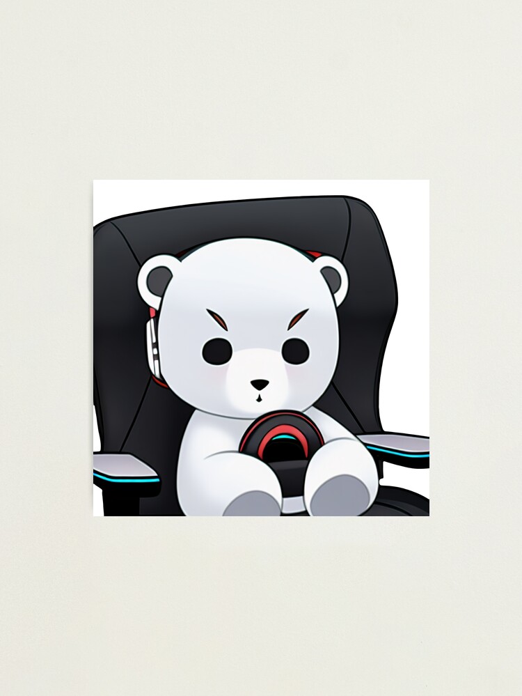 Chibi Bear Sitting on Gaming Chair Photographic Print