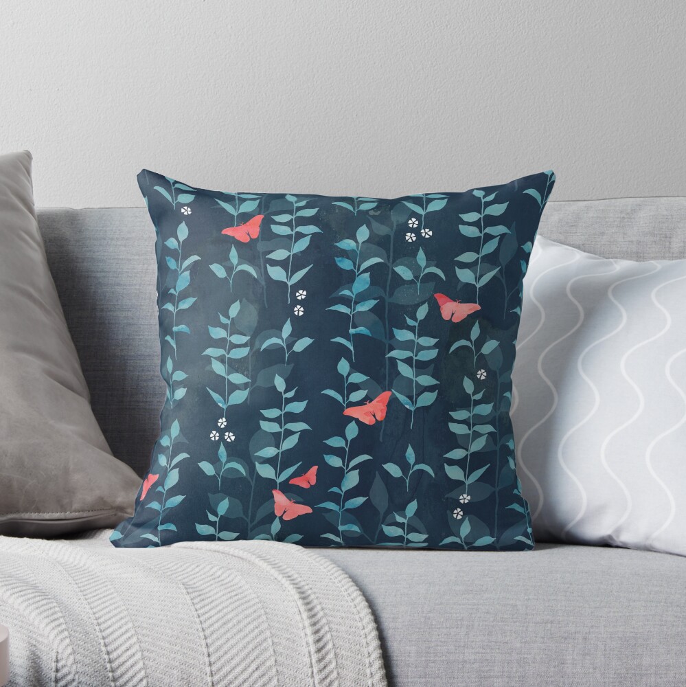 Midnight garden Throw Pillow