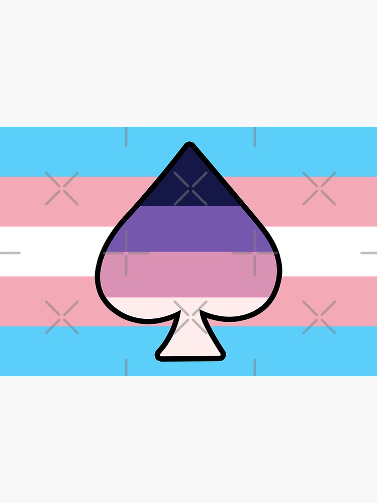 Asexual Spectrum And Trans Pride Flag With Ace Of Spades Sticker For