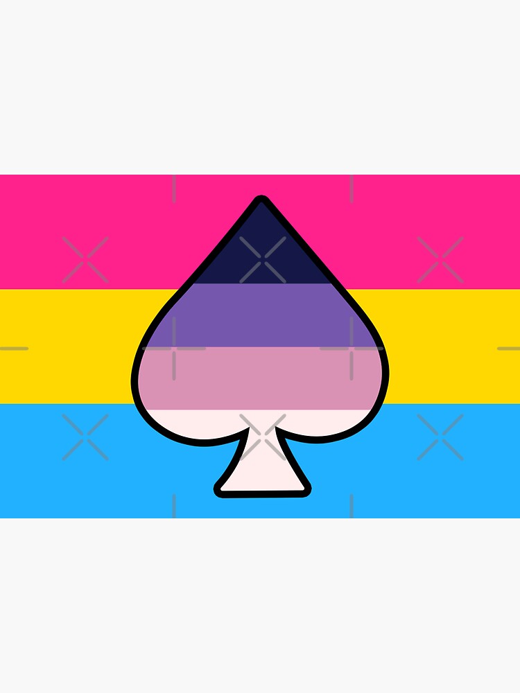 Asexual Spectrum And Pansexual Pride Flag With Ace Of Spades Sticker