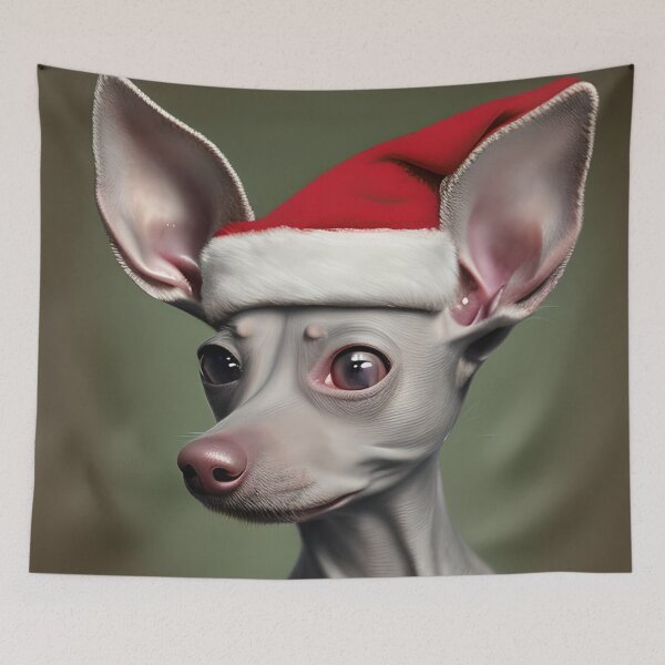 Item preview, Christmas American Hairless Terrier Wearing A Santa Hat designed and sold by ZenEverAI.