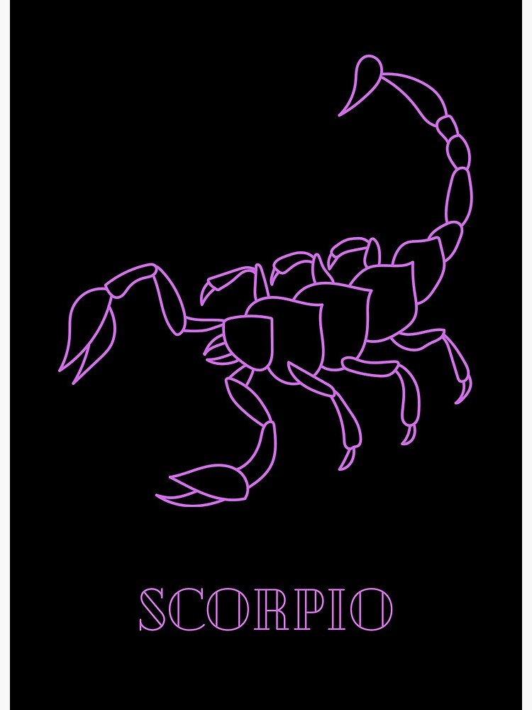 Scorpio October November Zodiac Astrology Minimalist Design Purple Black Art Board Print