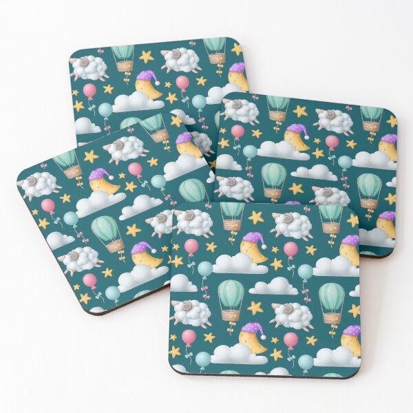 Item preview, Sleeping pattern with balloons, sheeps, moon and stars designed and sold by KOTOdesign.