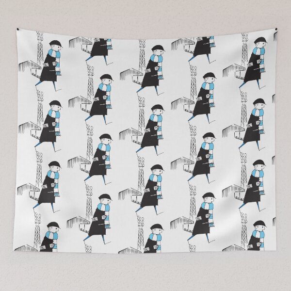 Item preview, FCF Flat cap Fan - Football Fan - Sky Blue and White Scarf   designed and sold by SerenaMorin.