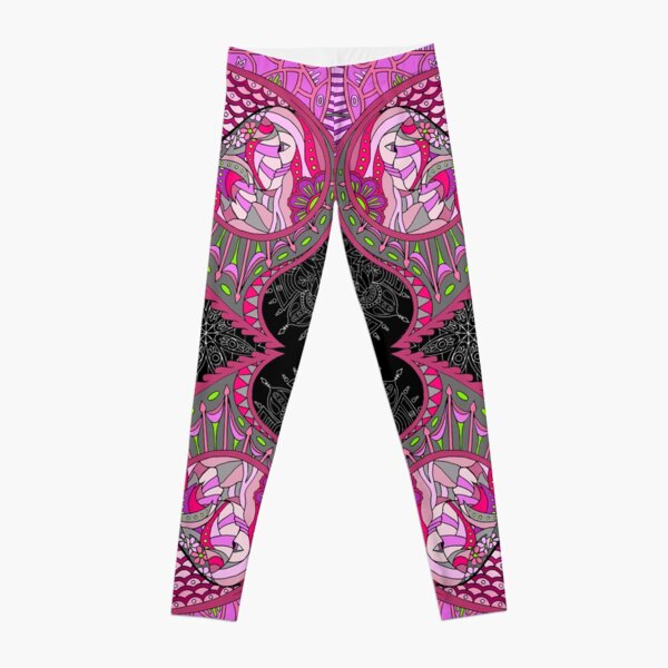 Wingish pattern pink shades for black bg Leggings