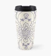 Vintager marineblauer Elfenbein elegante Blumenmandala Thermobecher