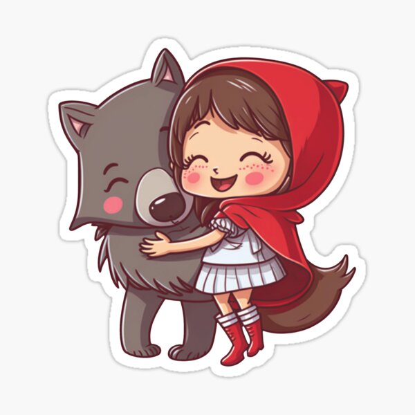 Little Red Riding Hood Friend Of The Big Bad Wolf Sticker For Sale By Cuteplanetearth Redbubble