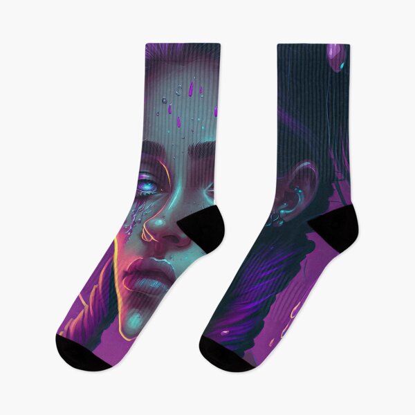Item preview, Purple Surreal Portrait of Crying Woman, Anime style designed and sold by kaileena-ai.