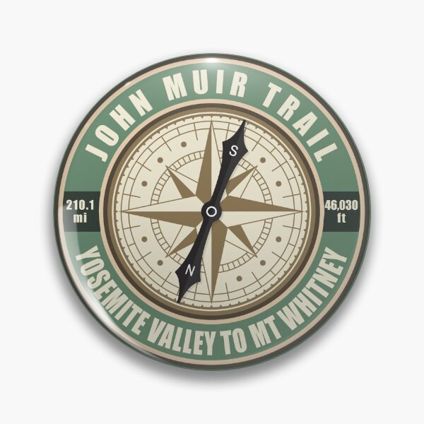 Item preview, John Muir Trail California Compass Hiking Badge designed and sold by KrisSidDesigns.