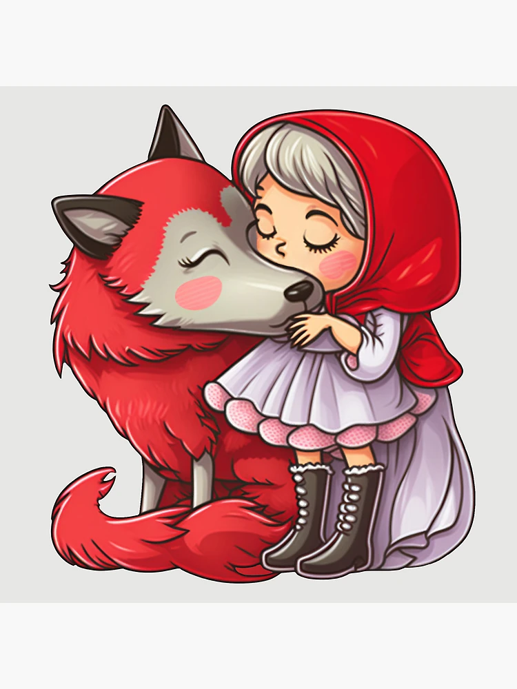 Impression rigide for Sale avec l'œuvre « Sifflet du grand méchant loup, Hé  le petit chaperon rouge - Loup de dessin animé » de l'artiste eShirtLabs