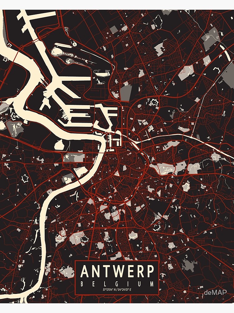 Antwerp City Map Of Belgium Vector Poster For Sale By DeMAP Redbubble   Flat,750x,075,f Pad,750x1000,f8f8f8 