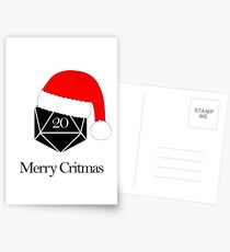 Merry Critmas Christmas Pun RPG Dice Dungeons and Dragons Postcards