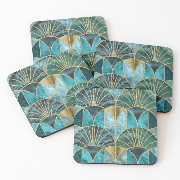 Item preview, Art Deco Splendid Luxury Elegant Retro Design Teal And Green designed and sold by artsandsoul.