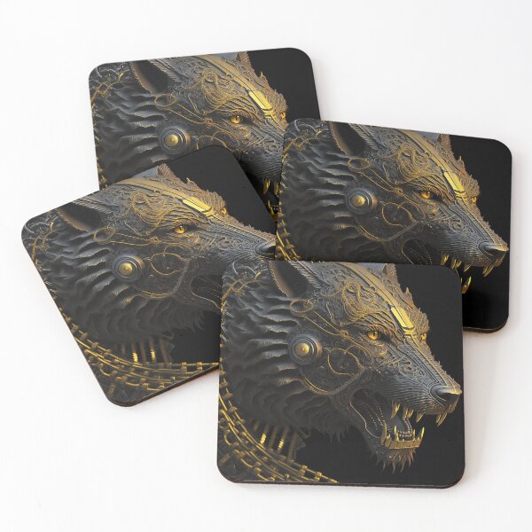 Item preview, Wolf, metal alloy with gold patterns designed and sold by NadiiaSemyroz.
