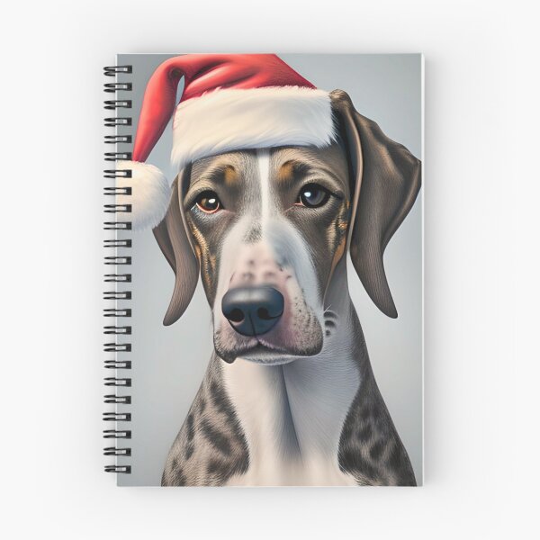 Item preview, Christmas American Leopard Hound Wearing A Santa Hat designed and sold by ZenEverAI.