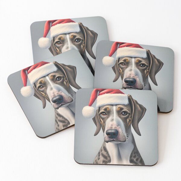 Item preview, Christmas American Leopard Hound Wearing A Santa Hat designed and sold by ZenEverAI.