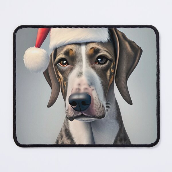 Item preview, Christmas American Leopard Hound Wearing A Santa Hat designed and sold by ZenEverAI.