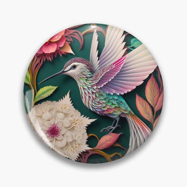 Item preview, Hummingbird in the garden paper craft style designed and sold by GorinART.