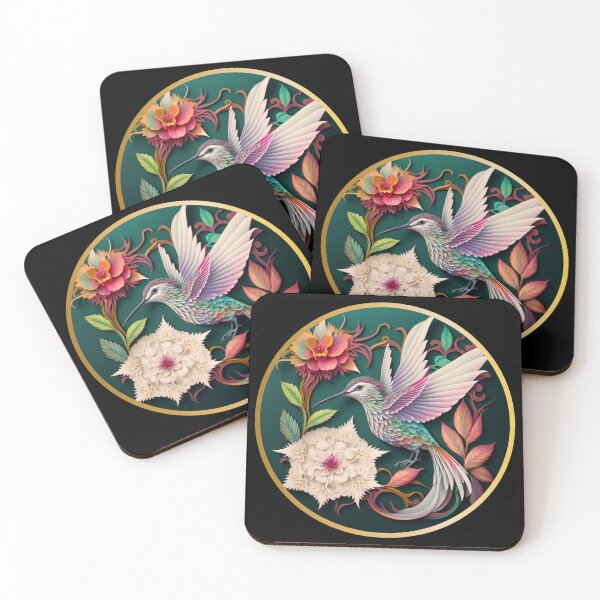 Item preview, Hummingbird in the garden paper craft style designed and sold by GorinART.