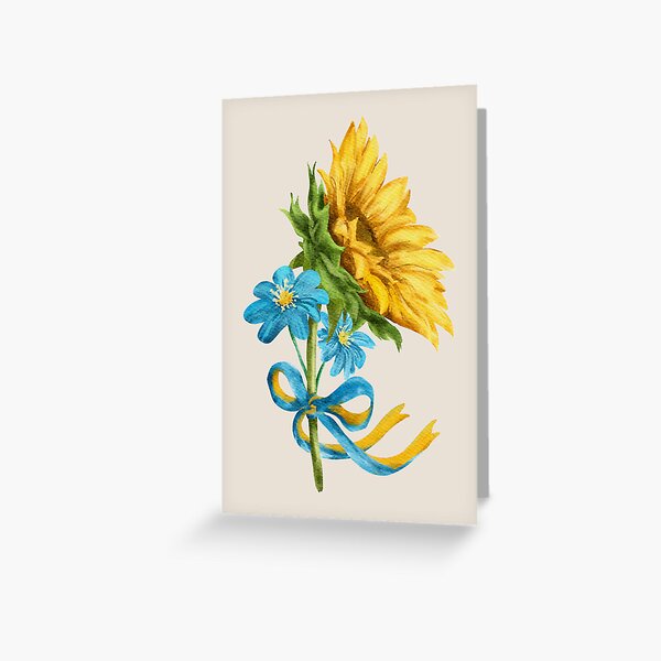 Item preview, Support Ukraine Blue and Yellow Ribbon Sunflower  designed and sold by FunckyDesigns.