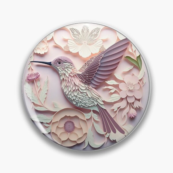 Item preview, Hummingbird in the garden paper craft style designed and sold by GorinART.
