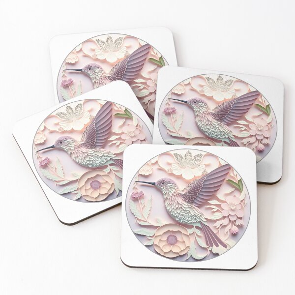 Item preview, Hummingbird in the garden paper craft style designed and sold by GorinART.