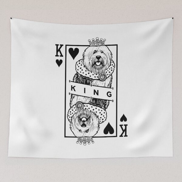 Item preview, Old English Sheepdog King Of Hearts Funny Dog Card Pop Art designed and sold by GrandeDuc.